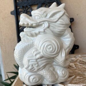 Ceramic Dragon Sculpture in White